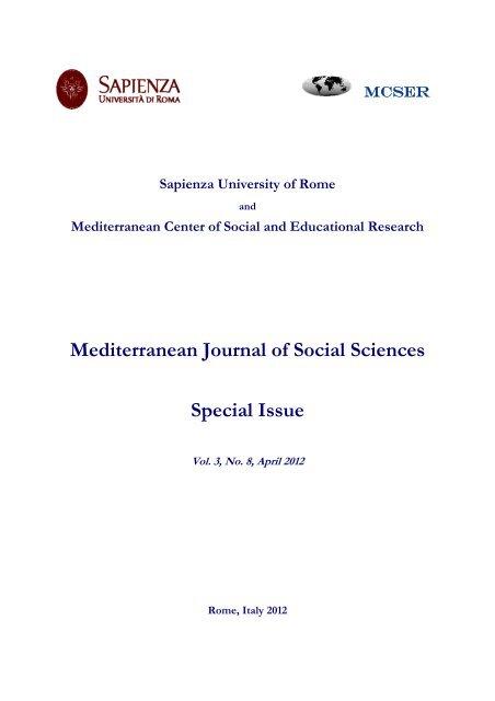 MJSS vol 3 no 8 April 2012 - Mediterranean Journal of Social ...