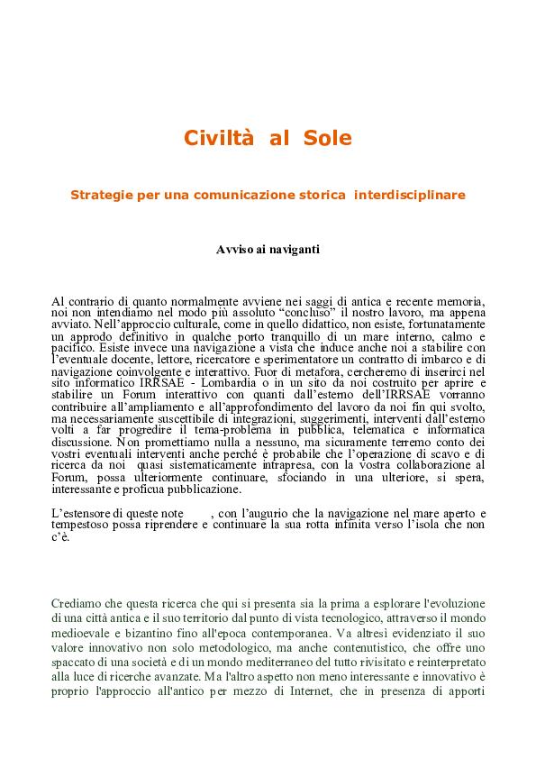 PDF) Civiltà al Sole ( Civilizations in the Sun) , Piolis ...